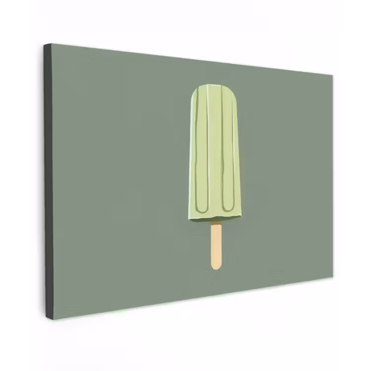 Groen - Waterijsje - Stokje - Illustratie Tuinposter op houten frame 2 cm dik klein -3d