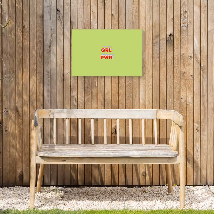 Grl pwr - Groen - Rood - 3D Tuinposter op houten frame 2 cm dik klein -sfeer4