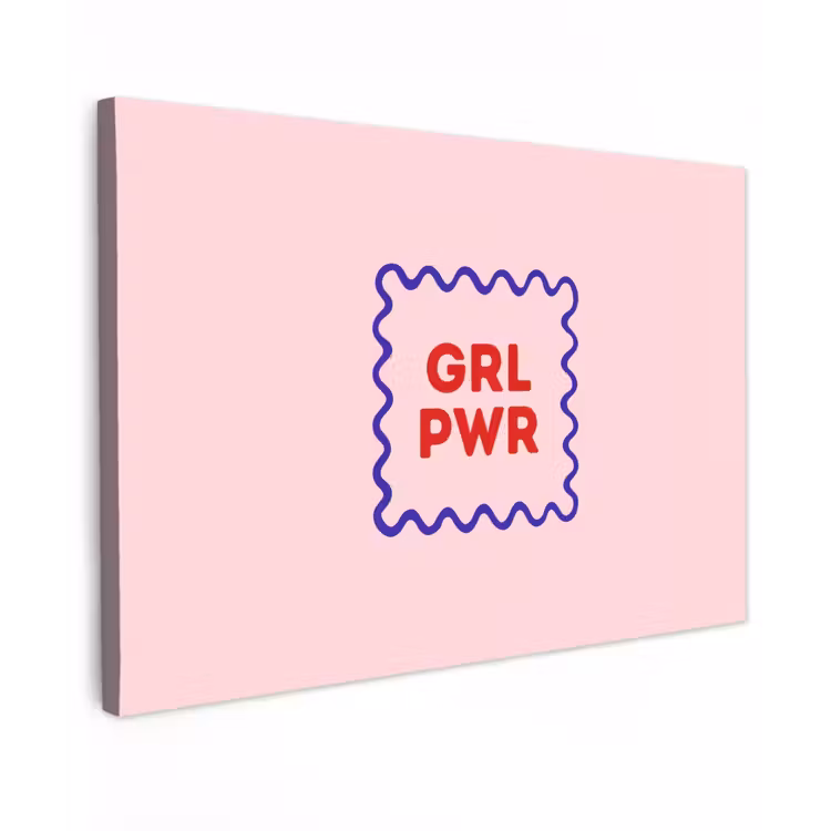 Grl pwr - Roze - Kader Tuinposter op houten frame 2 cm dik klein -3d