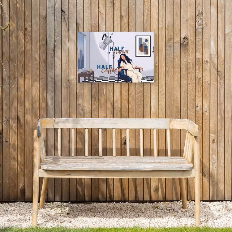 Half human, Half Coffee - Infuus - Koffie Tuinposter op houten frame 2 cm dik klein -sfeer4