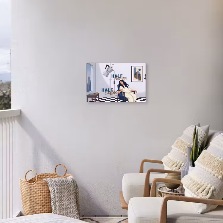 Half human, Half Coffee - Infuus - Koffie Tuinposter op houten frame 2 cm dik klein -sfeer1