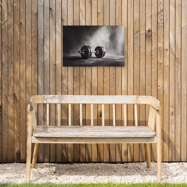 Halter - Gewichten - Zwart Tuinposter op houten frame 2 cm dik klein -sfeer4