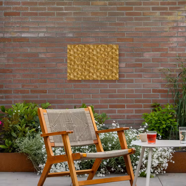 Gehamerd - Mozaïek - Antiek - Goud Tuinposter op houten frame 2 cm dik klein 845 -sfeer3