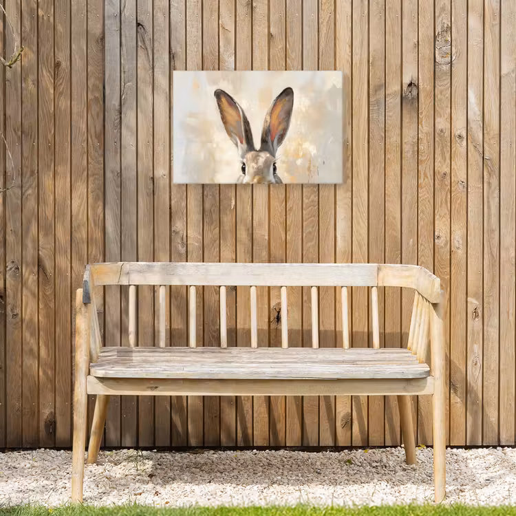 Haas - Oren - Bruin Tuinposter op houten frame 2 cm dik klein -sfeer4