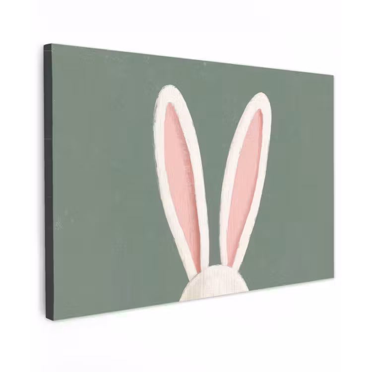 Hazen - Oren - Roze Tuinposter op houten frame 2 cm dik klein -3d