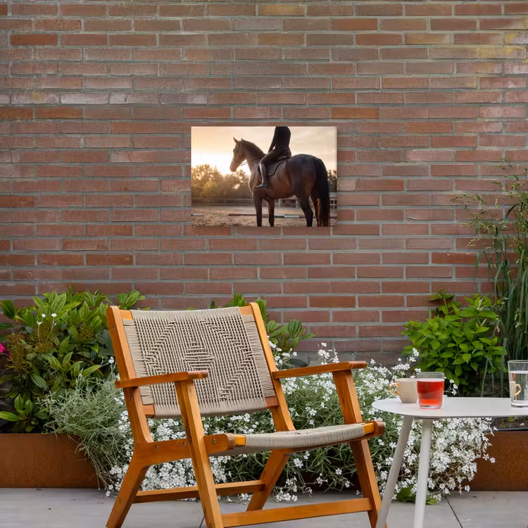 Harmonie - Ruiter - Zon Tuinposter op houten frame 2 cm dik klein -sfeer3