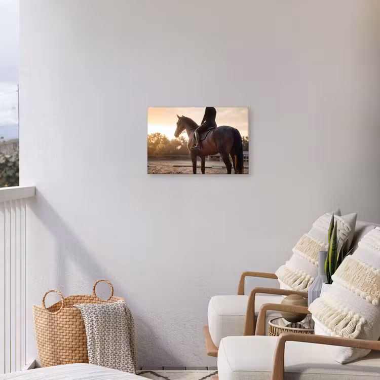 Harmonie - Ruiter - Zon Tuinposter op houten frame 2 cm dik klein -sfeer1