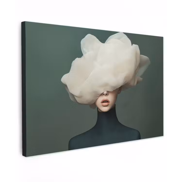 Hoed - Vrouw - Beige Tuinposter op houten frame 2 cm dik klein -3d