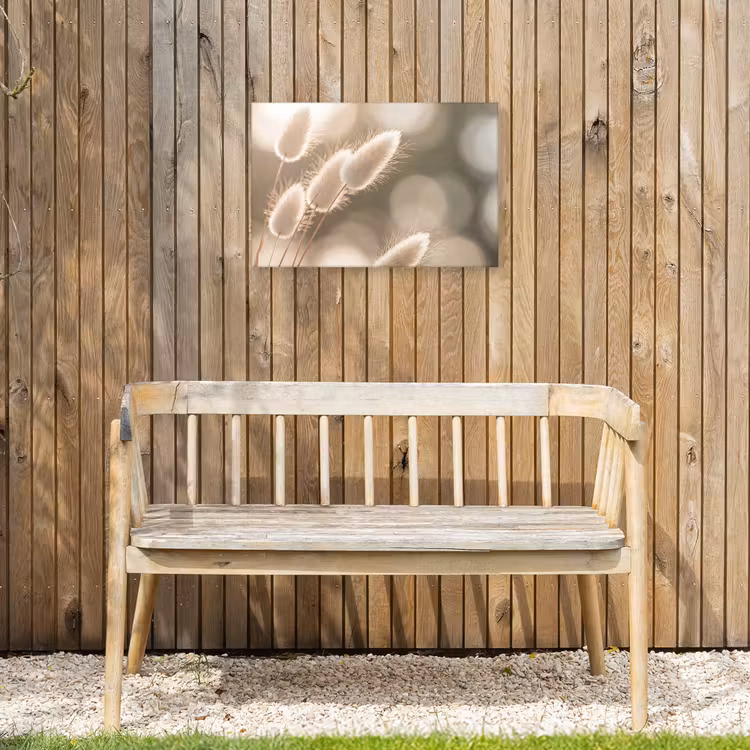 Hazestaartgras - Wit - Zonlicht Tuinposter op houten frame 2 cm dik klein -sfeer4