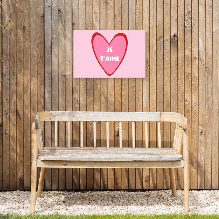 Hart - Frans - Valentijn - Roze Tuinposter op houten frame 2 cm dik klein -sfeer4