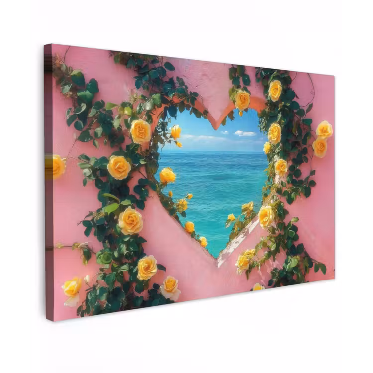 Hart - Zee - Muur Tuinposter op houten frame 2 cm dik klein -3d