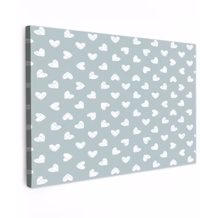 Hartjes - Blauw - Patroon - Strepen Tuinposter op houten frame 2 cm dik klein 845 -3d