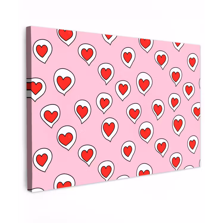 Hartjes - Patroon - Rood Tuinposter op houten frame 2 cm dik klein 845 -3d