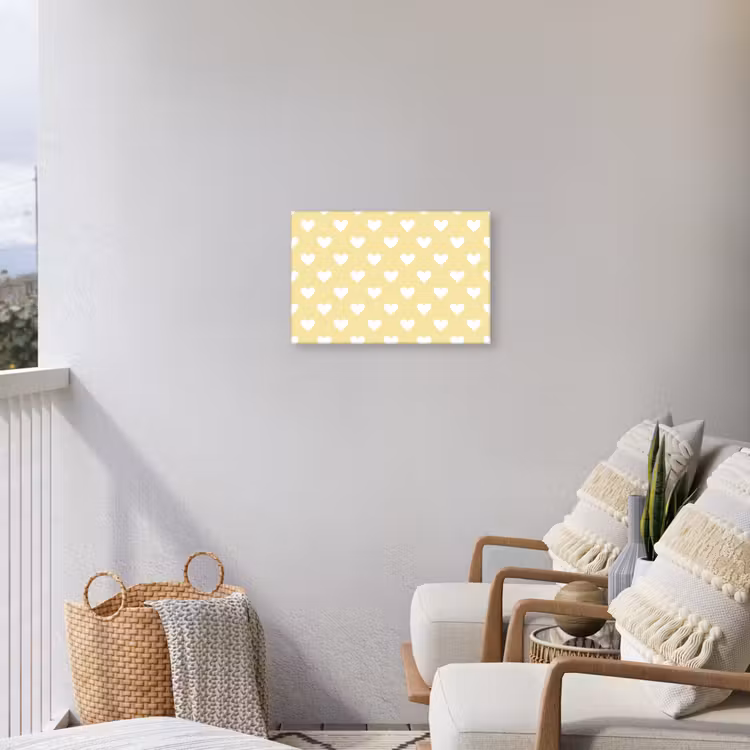 Hartjes - Patroon - Geel Tuinposter op houten frame 2 cm dik klein 845 -sfeer1