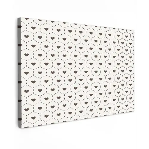 Hexagon - Patroon - Hartjes - Beige Tuinposter op houten frame 2 cm dik klein 845 -3d