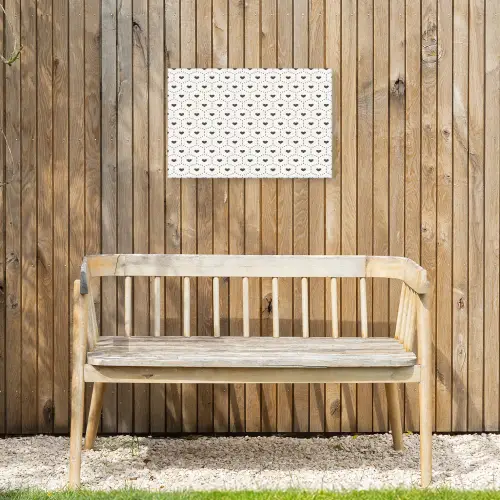 Hexagon - Patroon - Hartjes - Beige Tuinposter op houten frame 2 cm dik klein 845 -sfeer4