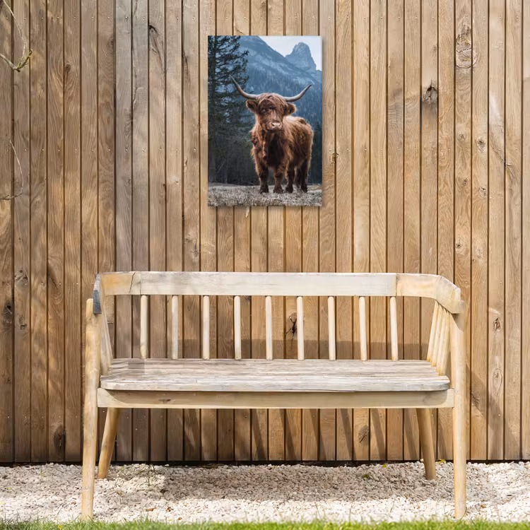 Hooglander voor Bergen Tuinposter op houten frame 2 cm dik klein -sfeer4