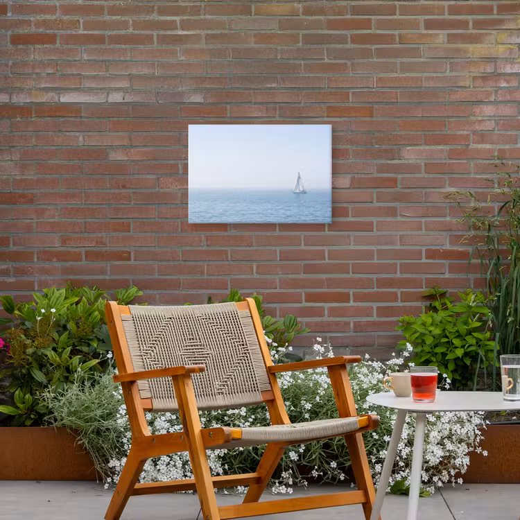 Horizon - Zeilboot - Zee Tuinposter op houten frame 2 cm dik klein -sfeer3