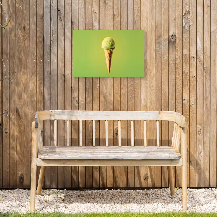 Hoorntje - Schepijs - Groen Tuinposter op houten frame 2 cm dik klein -sfeer4