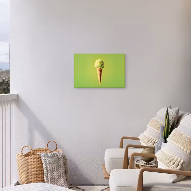 Hoorntje - Schepijs - Groen Tuinposter op houten frame 2 cm dik klein -sfeer1