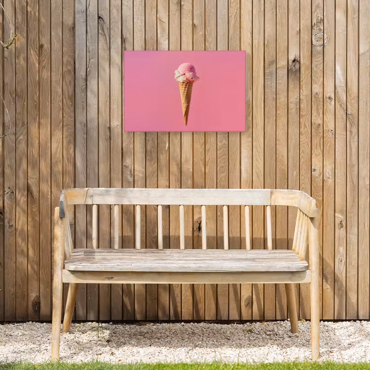 Hoorntje - Schepijs - Roze Tuinposter op houten frame 2 cm dik klein -sfeer4