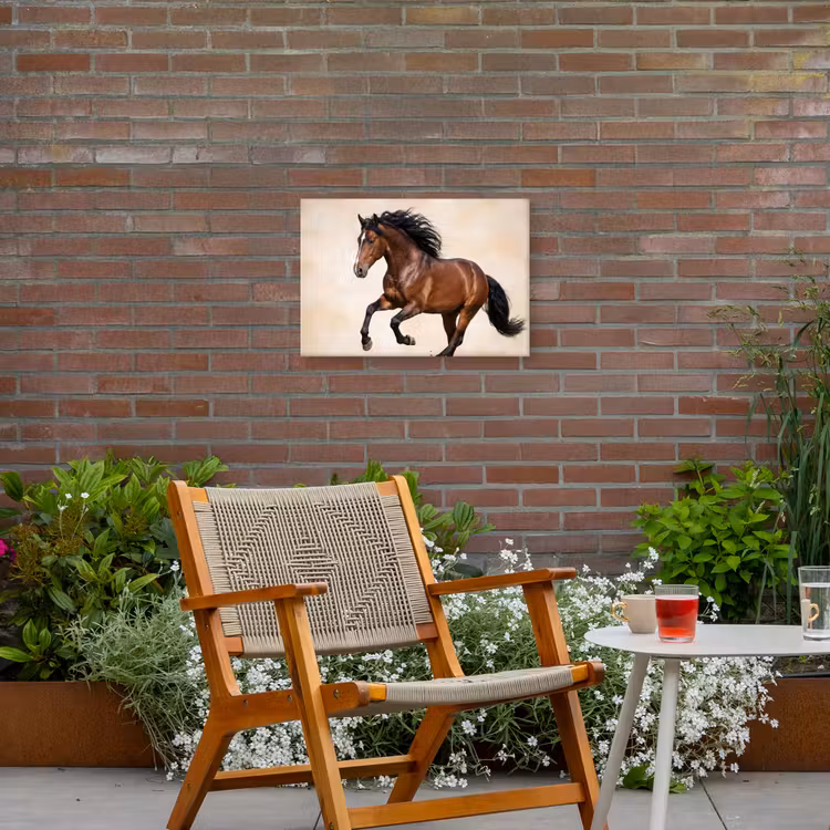 Paard - Galop - Energie Tuinposter op houten frame 2 cm dik klein -sfeer3