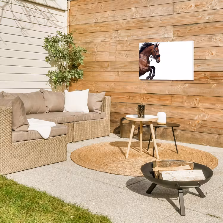 Paard - Springen - Modern Tuinposter op houten frame 2 cm dik klein -sfeer2