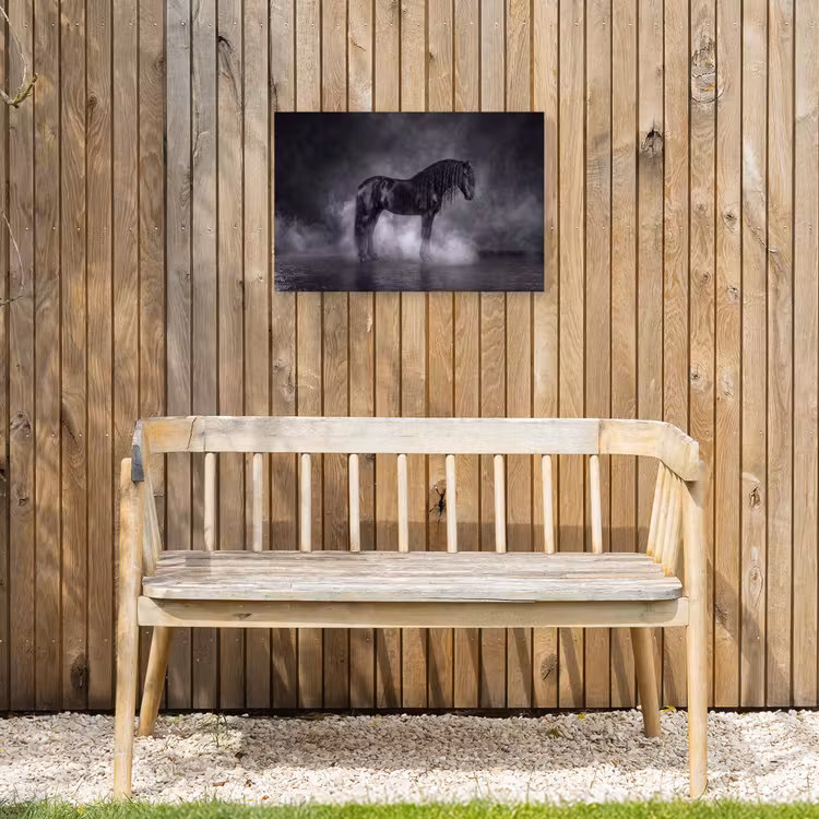 Paard - Magisch - Zwart Tuinposter op houten frame 2 cm dik klein -sfeer4