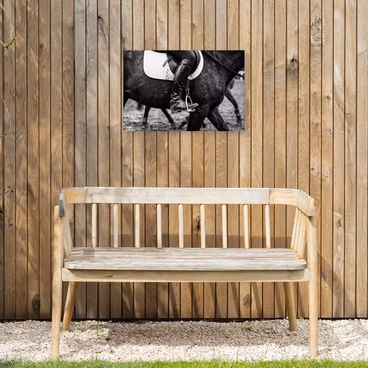 Paard - Sport - Zwart - Wit Tuinposter op houten frame 2 cm dik klein -sfeer4