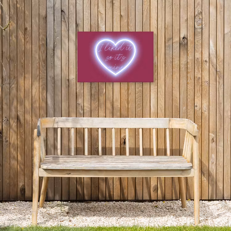 I liked it so it's mine - Neon hart - Roze Tuinposter op houten frame 2 cm dik klein -sfeer4