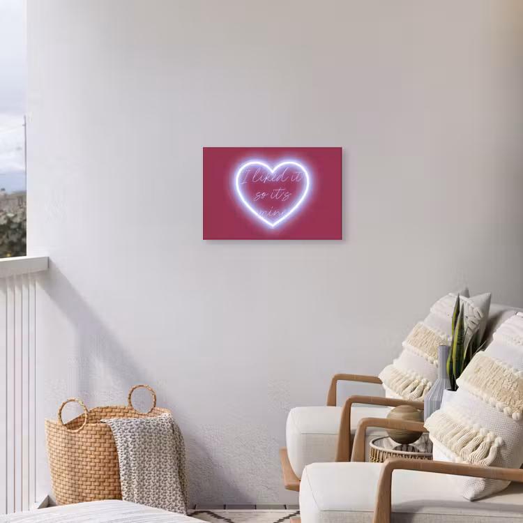 I liked it so it's mine - Neon hart - Roze Tuinposter op houten frame 2 cm dik klein -sfeer1