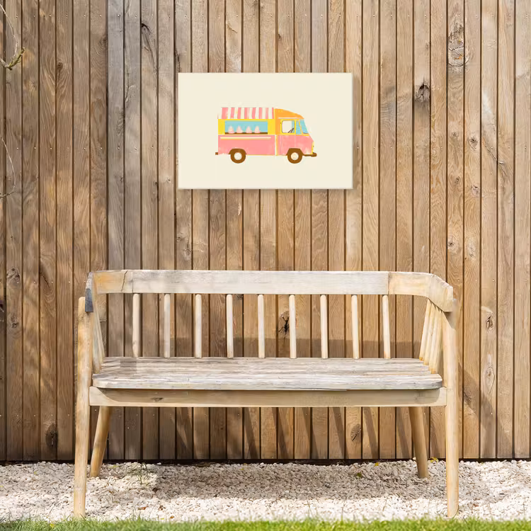 Ijskar - Retro - Softijsjes - Roze Tuinposter op houten frame 2 cm dik klein -sfeer4