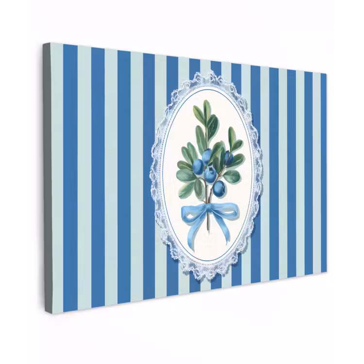 Illustratie - Bessen - Blauw - Strepen Tuinposter op houten frame 2 cm dik klein -3d