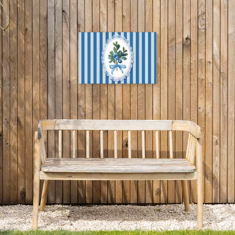 Illustratie - Bessen - Blauw - Strepen Tuinposter op houten frame 2 cm dik klein -sfeer4