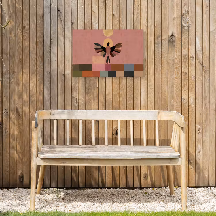 Illustratie - Vogel - Vlakken - Kleurrijk Tuinposter op houten frame 2 cm dik klein -sfeer4