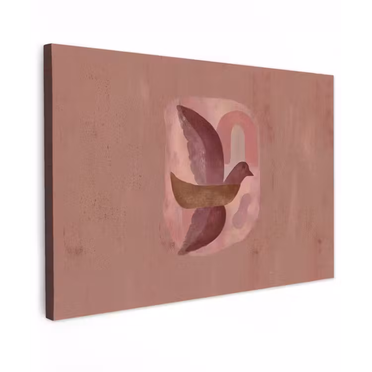 Illustratie - Vogels - Abstract - Roze Tuinposter op houten frame 2 cm dik klein -3d