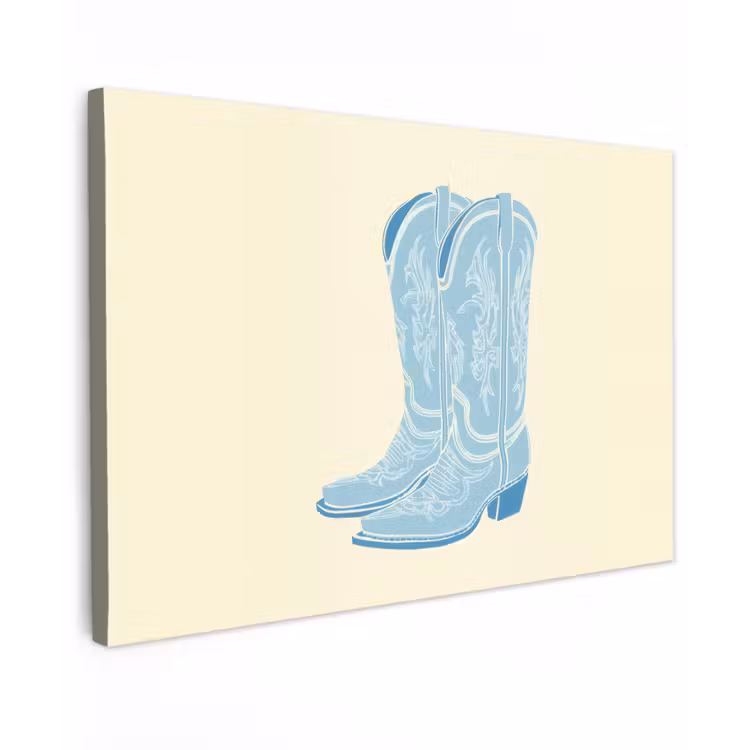 Illustratie - Cowboylaarzen - Patroon Tuinposter op houten frame 2 cm dik klein -3d