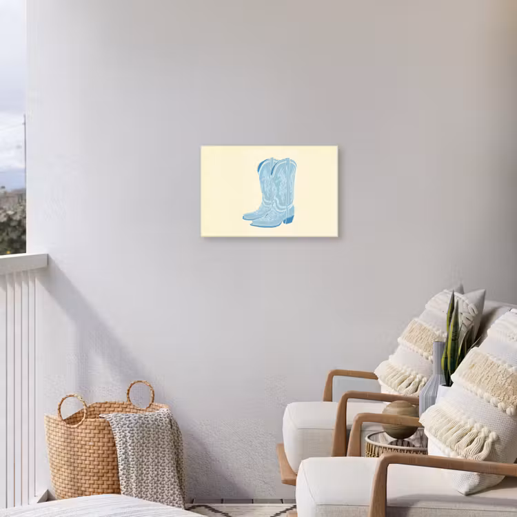 Illustratie - Cowboylaarzen - Patroon Tuinposter op houten frame 2 cm dik klein -sfeer1