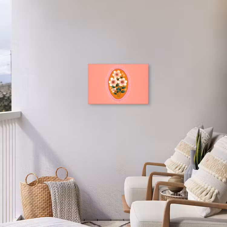 Illustratie - Bloemen - Rand - Roze Tuinposter op houten frame 2 cm dik klein -sfeer1