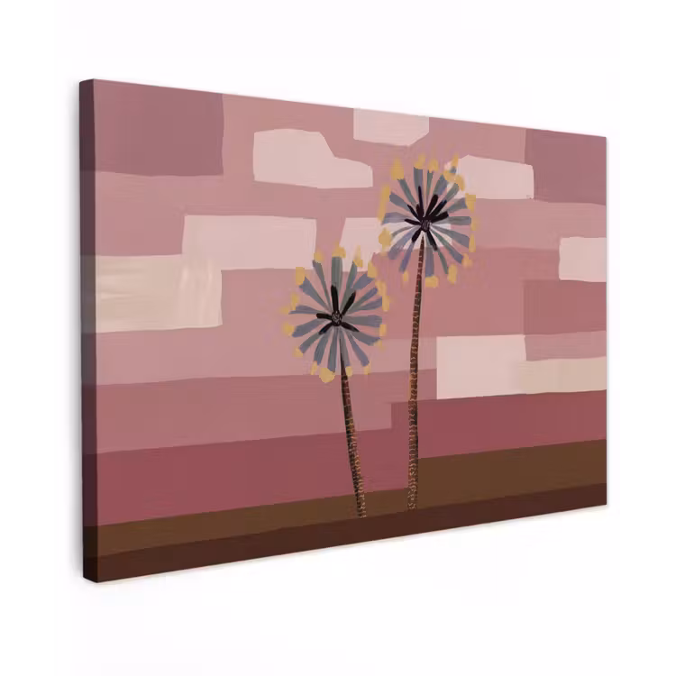 Illustratie - Bloemen - Vlakken - Abstract Tuinposter op houten frame 2 cm dik klein -3d