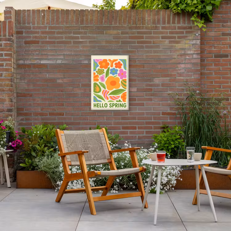 Illustratie - Bloemen - Quote - Kleurrijk Tuinposter op houten frame 2 cm dik klein -sfeer3