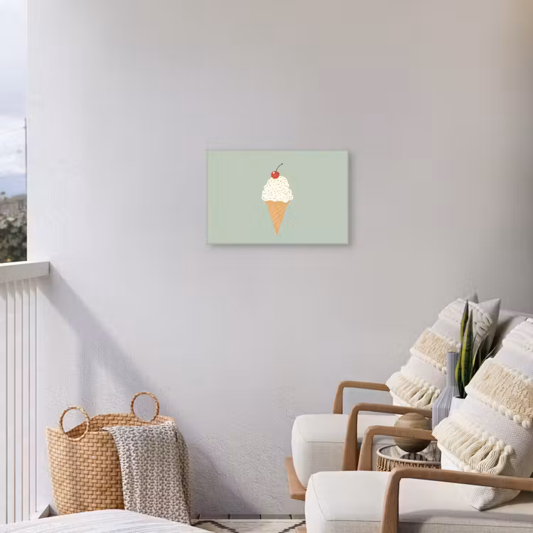 Illustratie - Ijsje - Spikkels - Kers Tuinposter op houten frame 2 cm dik klein -sfeer1