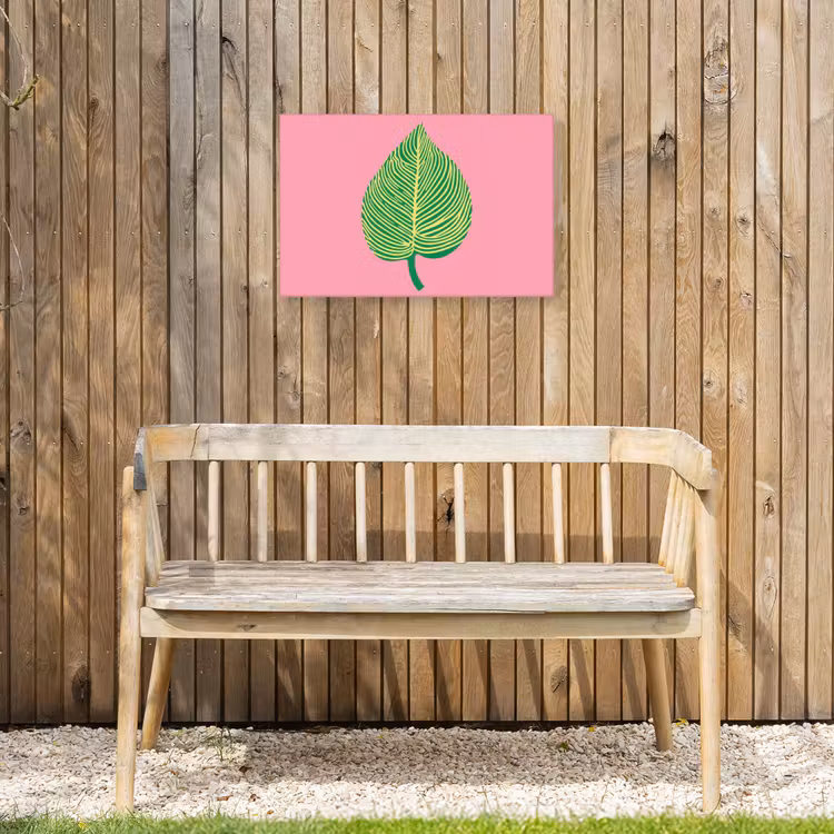 Illustratie - Blad - Minimalistisch - Groen Tuinposter op houten frame 2 cm dik klein -sfeer4