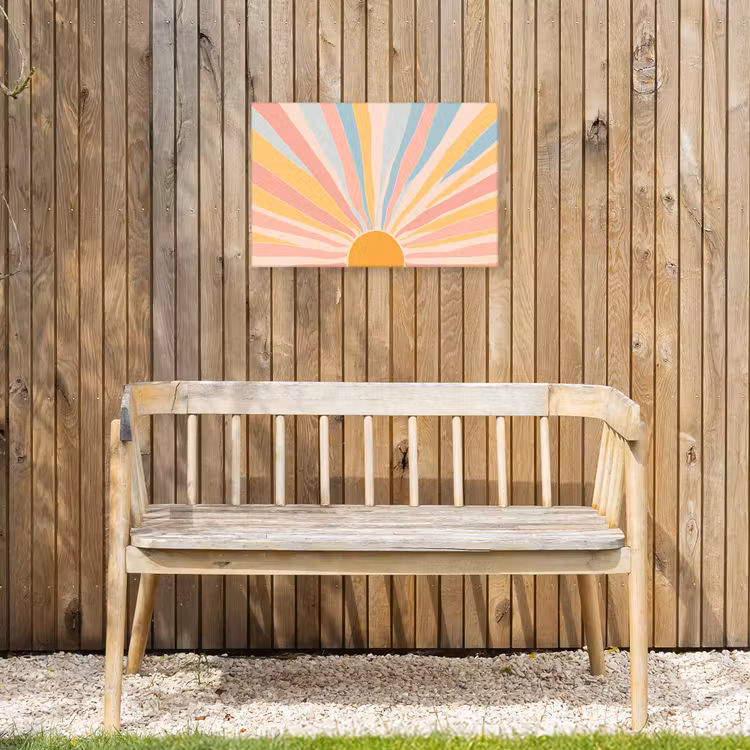 Illustratie - Zon - Pastelkleuren Tuinposter op houten frame 2 cm dik klein -sfeer4