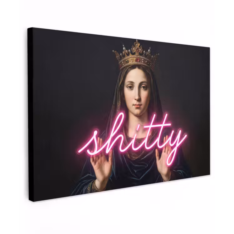 Ironisch - Tekst - Neon Tuinposter op houten frame 2 cm dik klein -3d