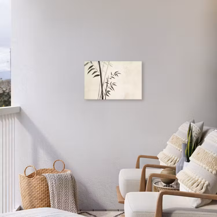 Japandi - Bamboe - Beige Tuinposter op houten frame 2 cm dik klein -sfeer1
