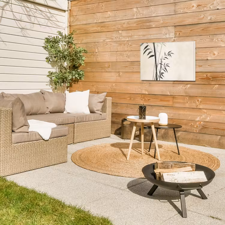 Japandi - Bamboe - Beige Tuinposter op houten frame 2 cm dik klein -sfeer2