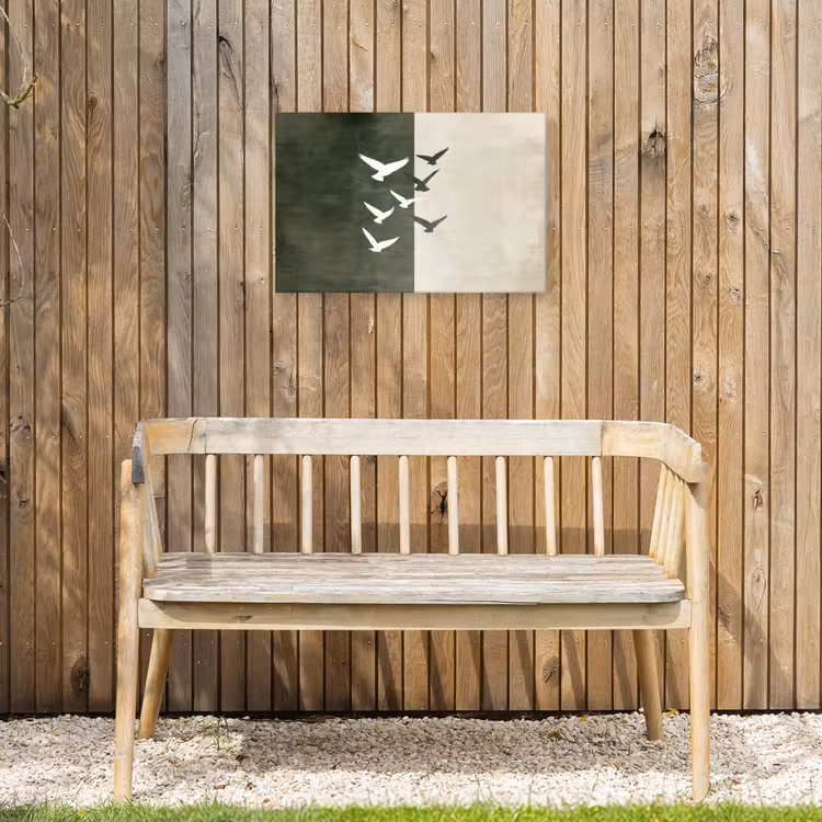 Japandi - Vogel - Groen Tuinposter op houten frame 2 cm dik klein -sfeer4