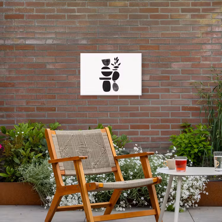 Japandi - Zwart - Abstract Tuinposter op houten frame 2 cm dik klein -sfeer3