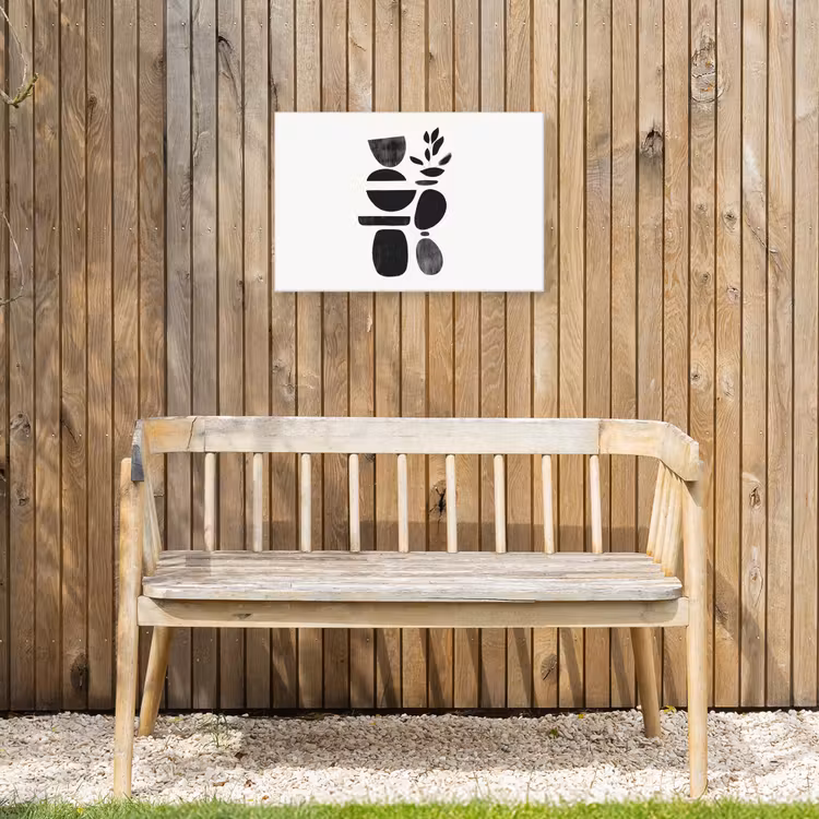 Japandi - Zwart - Abstract Tuinposter op houten frame 2 cm dik klein -sfeer4